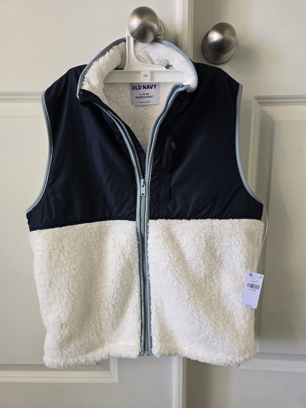 Old Navy Navy and White Sherpa-Lined Kids Vest